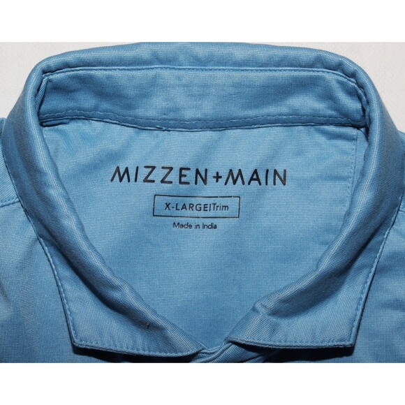 Mizzen‎ + Main Trim Men's Long Sleeve Preppy Golf Polo Blue Shirt Size XL - Picture 8 of 10
